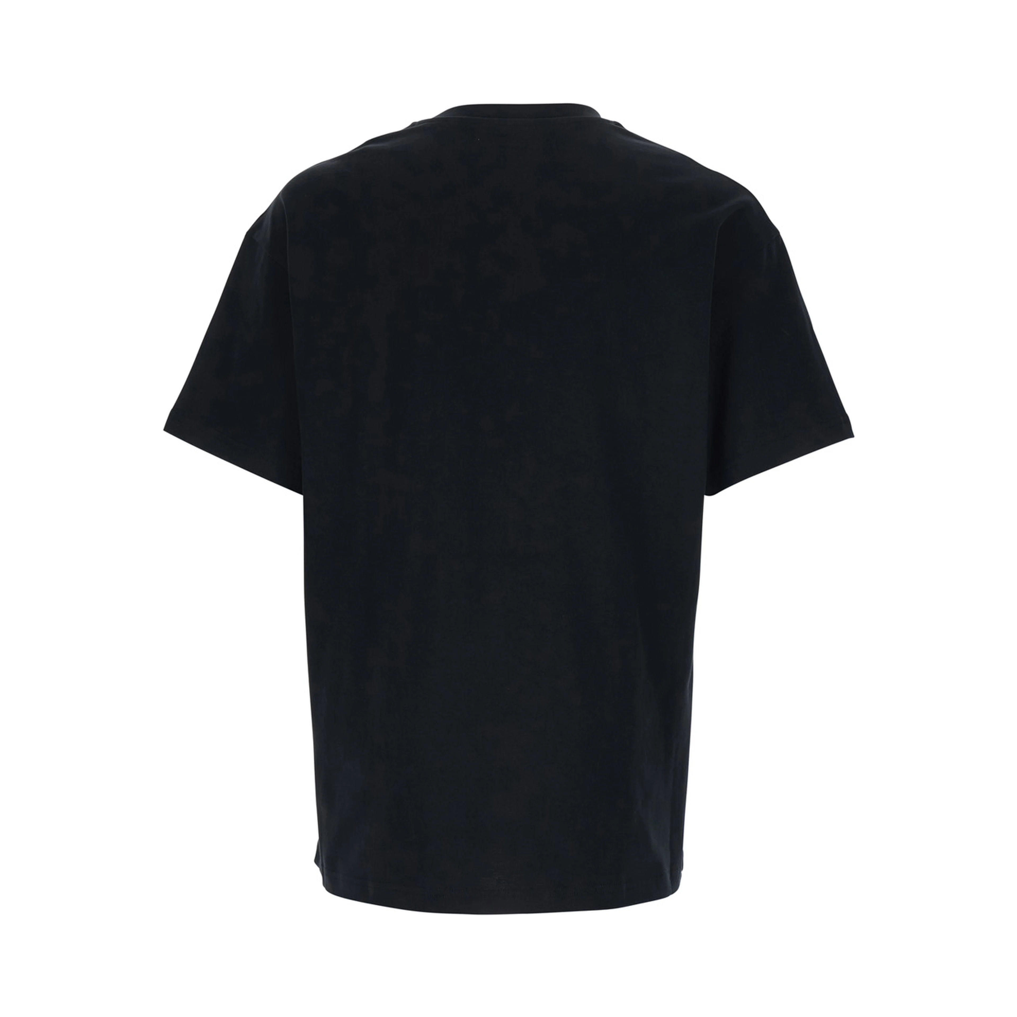 Black Crewneck T-Shirt with Maxi Logo Lettering on the Front in Cotton Man