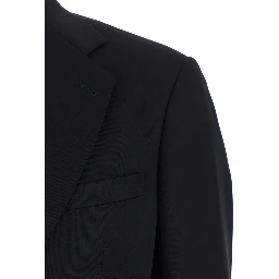 Black Single-Breasted Suit with Classic Lapels in Wool Man