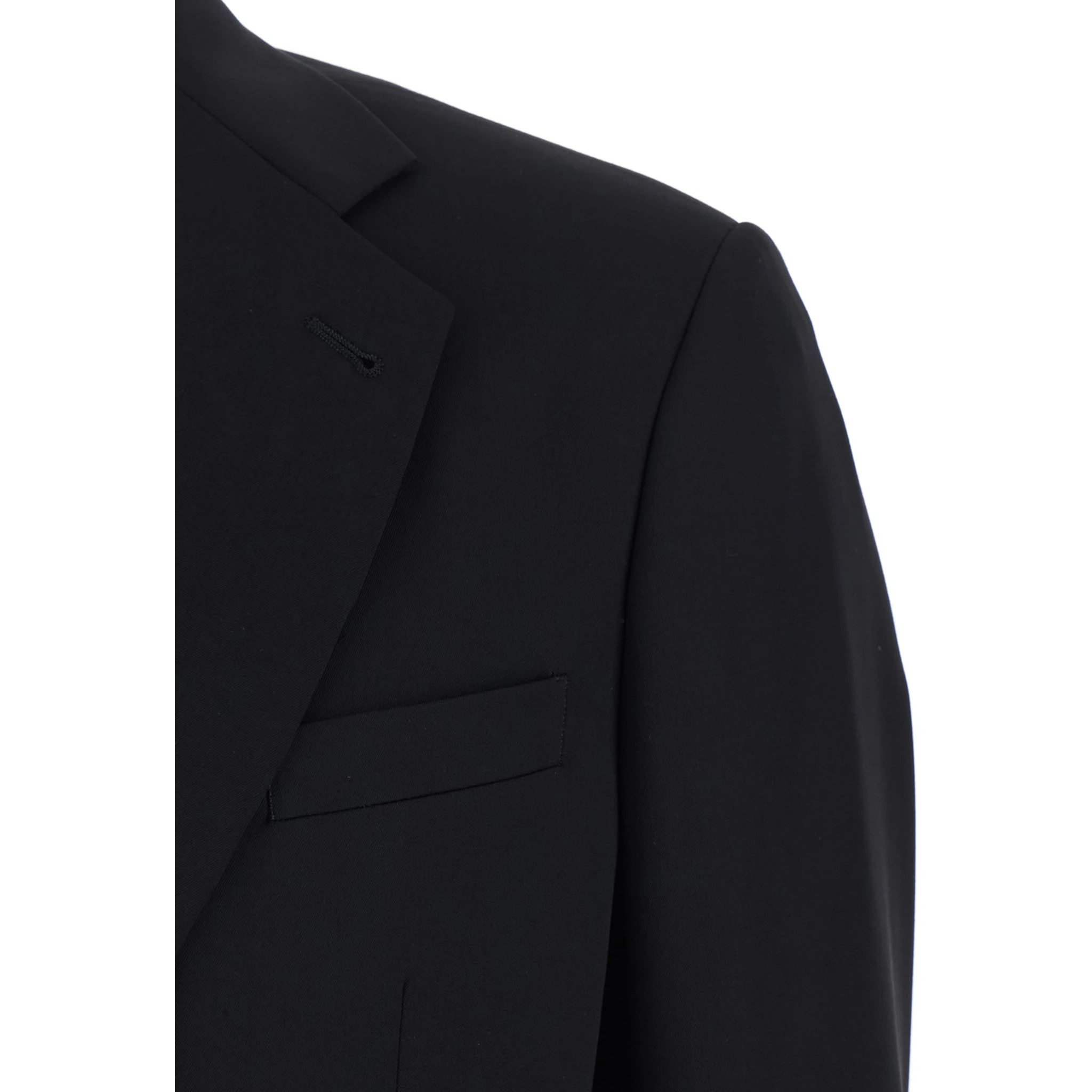 Black Single-Breasted Suit with Classic Lapels in Wool Man