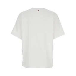White T-shirt with Slogan Lettering on the front in Cotton Woman