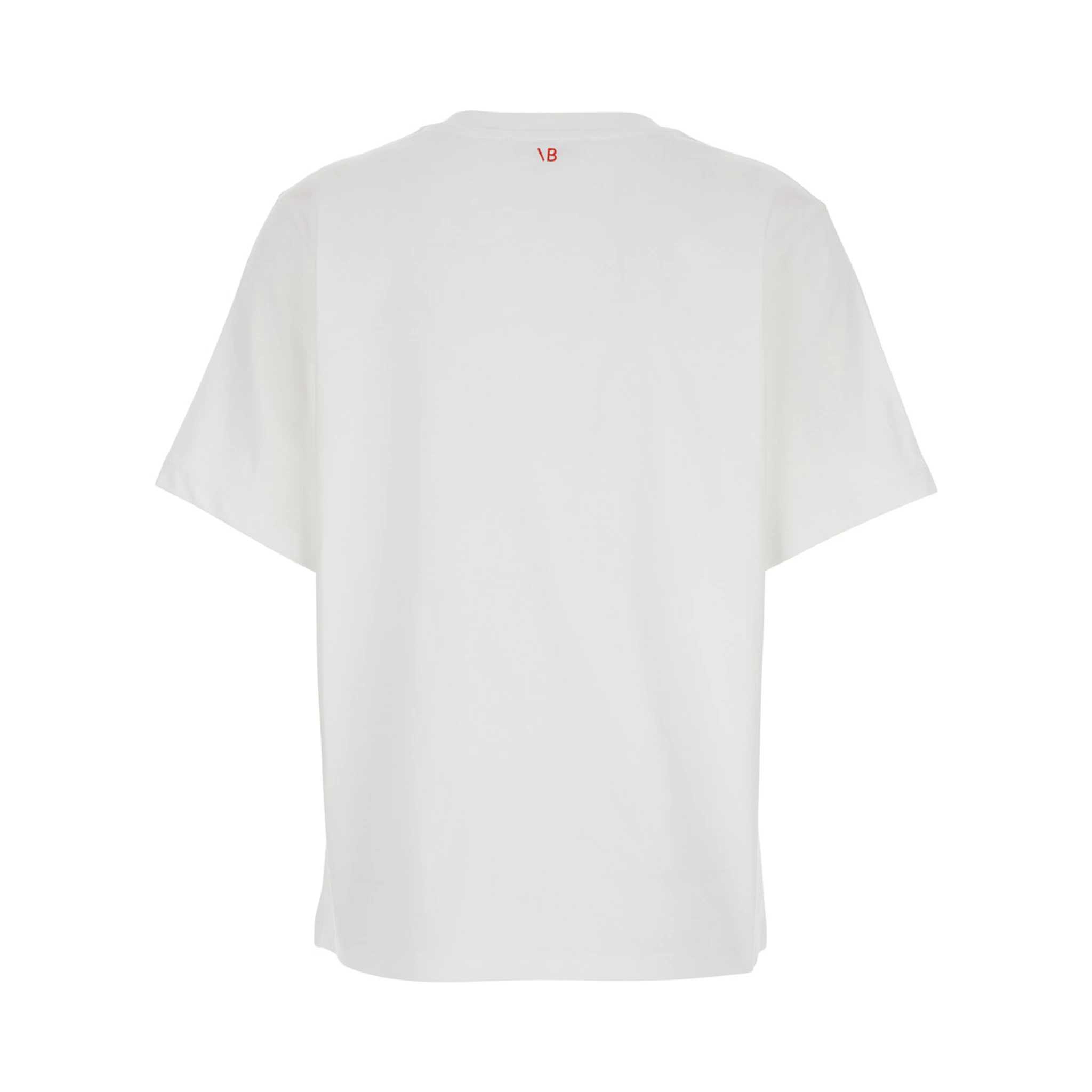 White T-shirt with Slogan Lettering on the front in Cotton Woman