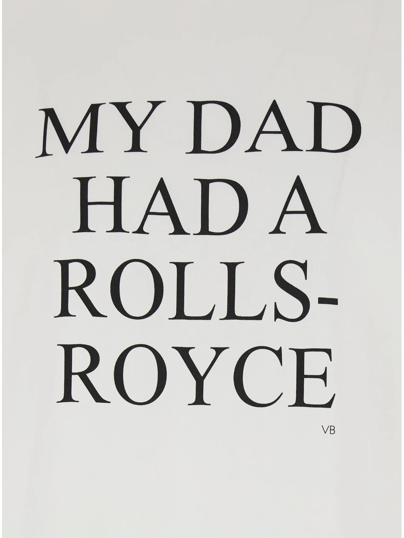 White T-shirt with Slogan Lettering on the front in Cotton Woman