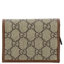 Gucci Horsebit 1955 Beige and Ebony Card-Holder with Horsebit Detail in GG Supreme Canvas Woman