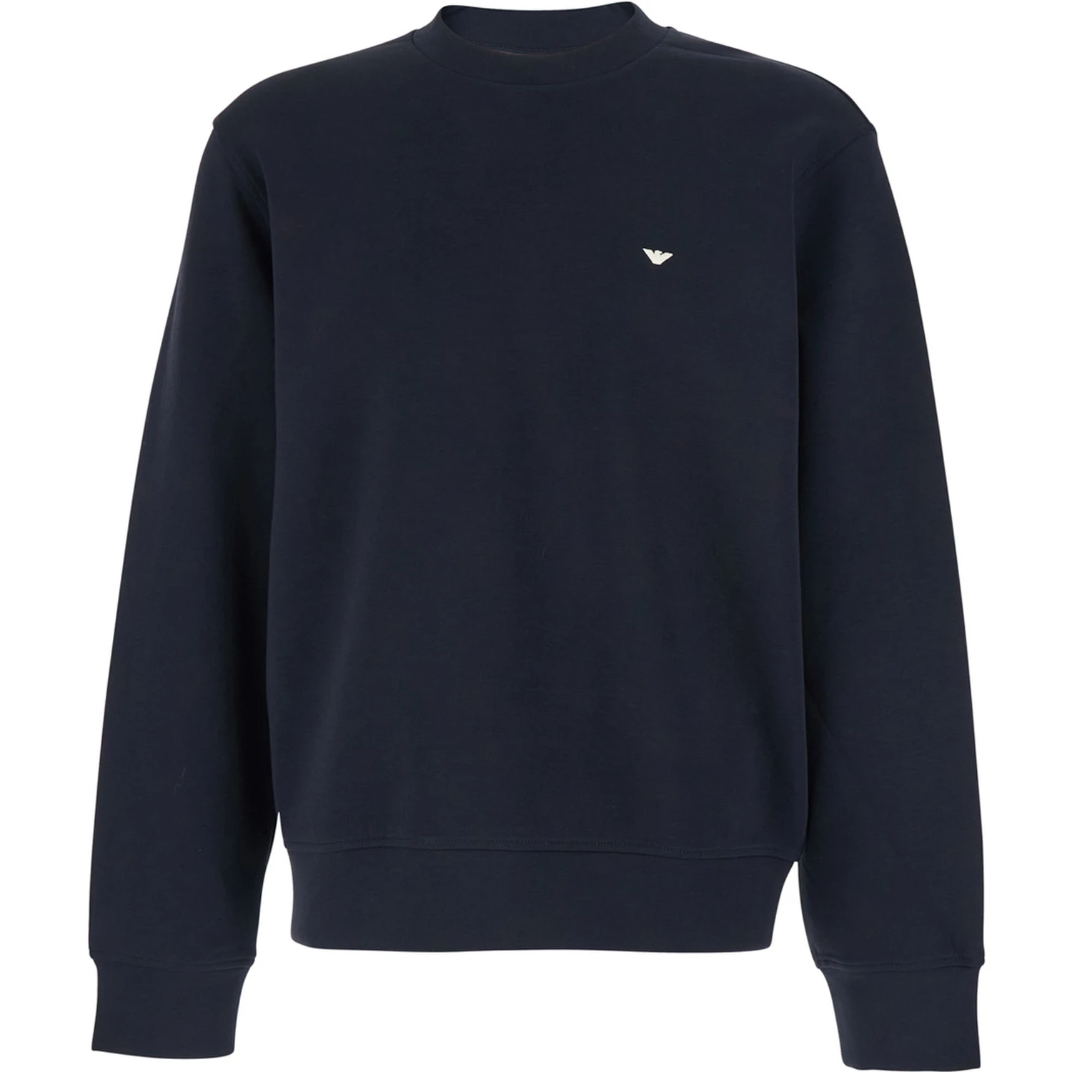 Blue Crewneck Sweatshirt with Logo Embroidery on the Front in Cotton Blend Man