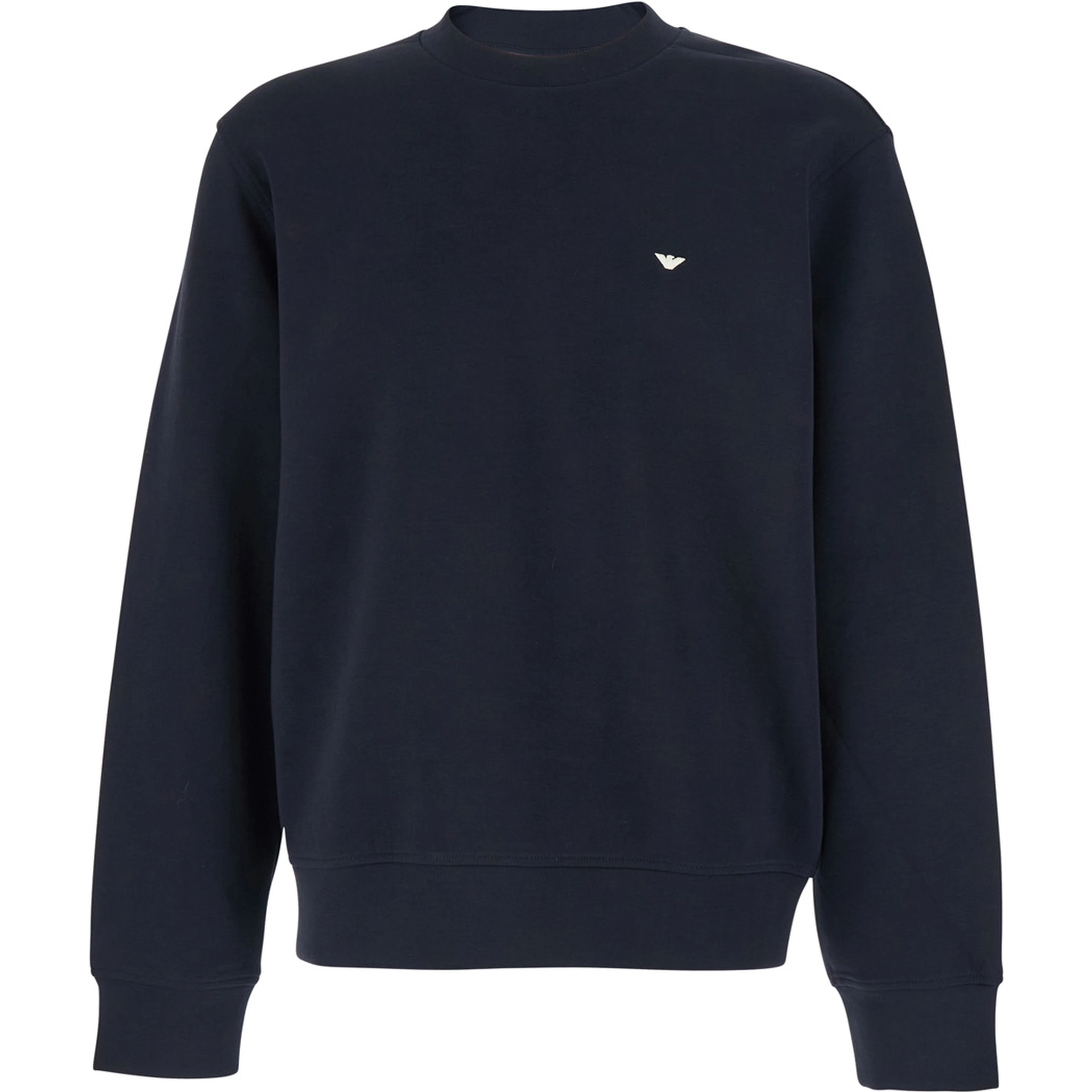 Blue Crewneck Sweatshirt with Logo Embroidery on the Front in Cotton Blend Man