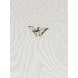 White Sweatshirt with Polo Shirt Style Collar and Logo Embroidery on the Front in Cotton Man