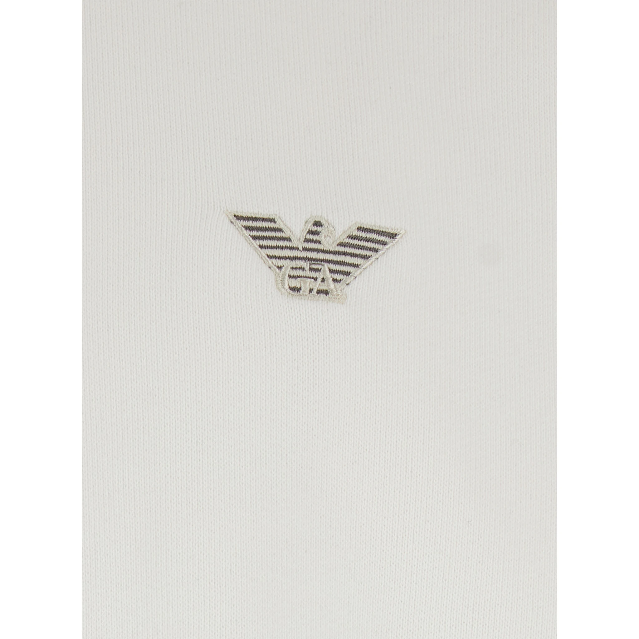 White Sweatshirt with Polo Shirt Style Collar and Logo Embroidery on the Front in Cotton Man