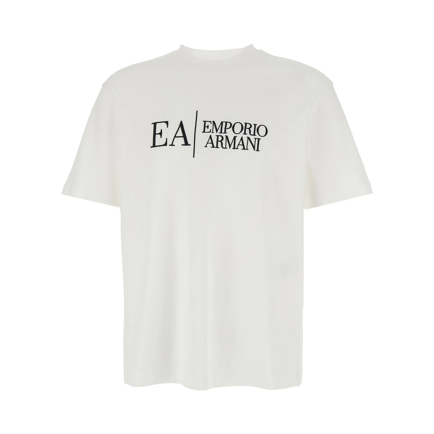 White Crewneck T-Shirt with Logo Embroidery on the Front in Cotton Man