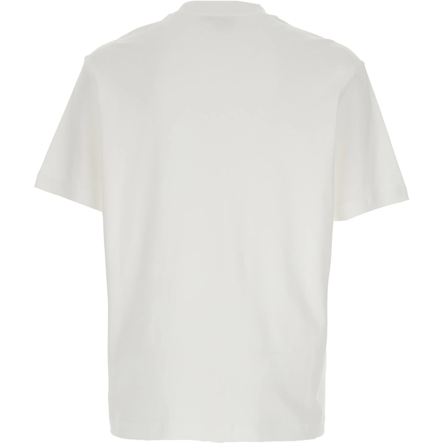 White Crewneck T-Shirt with Logo Embroidery on the Front in Cotton Man