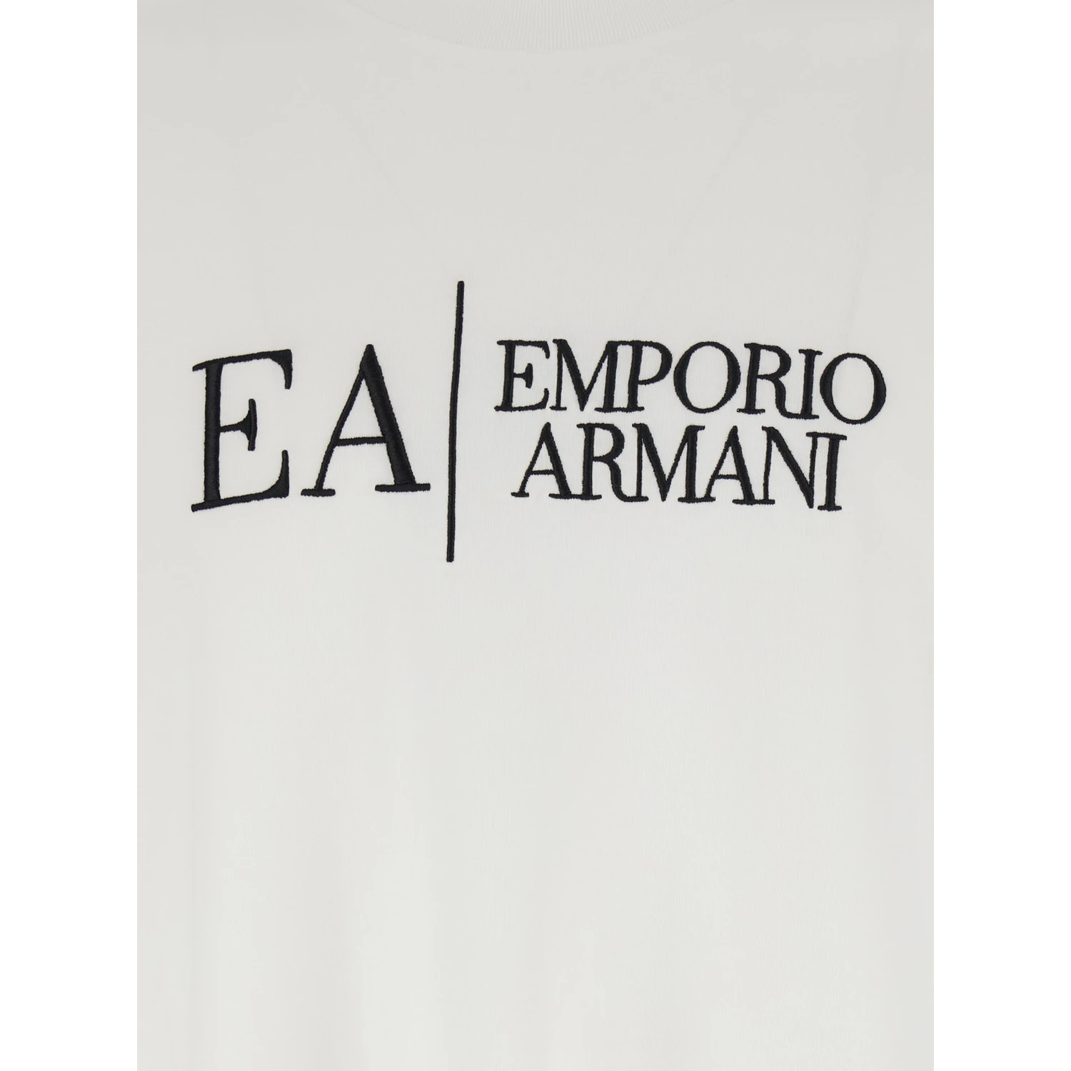 White Crewneck T-Shirt with Logo Embroidery on the Front in Cotton Man