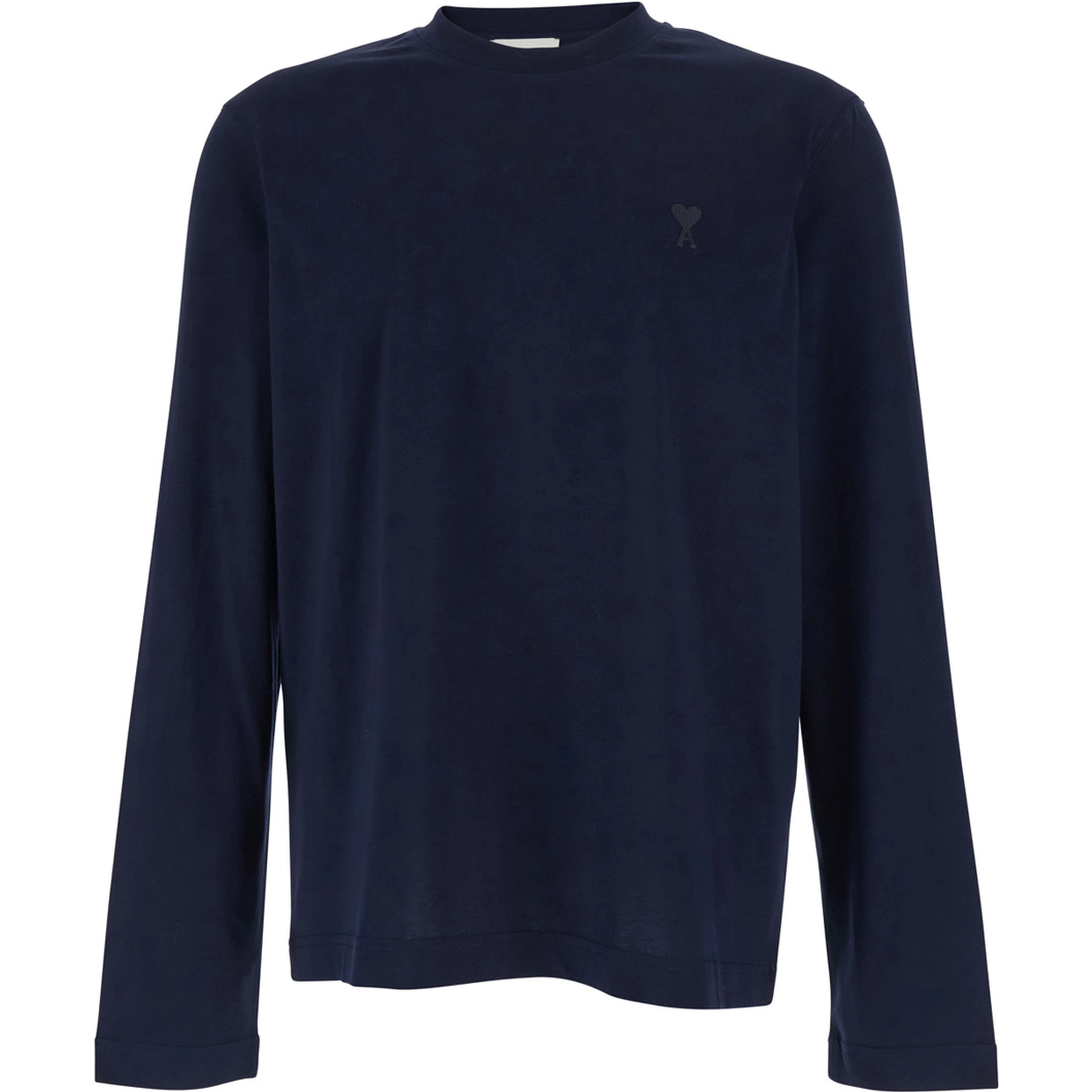 Blue Long-Sleeve T-Shirt with ADC Embroidery on the Front in Cotton Man