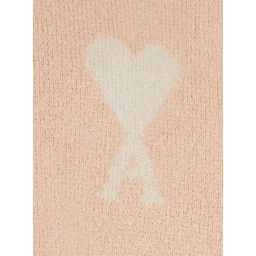 Pink Crewneck Sweater with ADC Embroidery on the Front and Dropped Shoulders in Wool Blend Woman