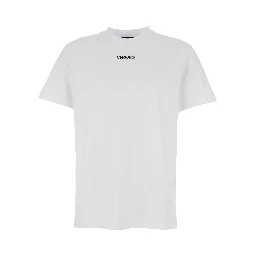 White T-Shirt with Lettering Logo on the Front in Cotton Man