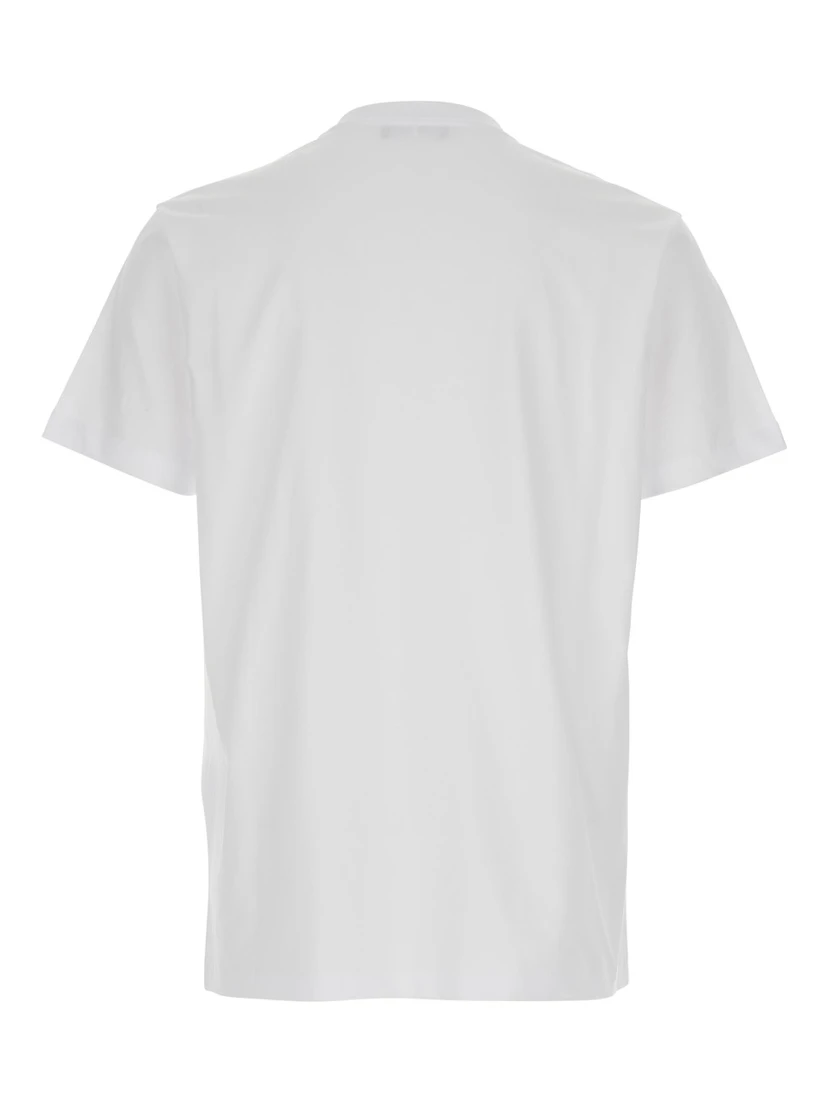 White T-Shirt with Lettering Logo on the Front in Cotton Man