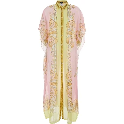 Multicolor Caftan with Button Closure and All-Over Geometric Print in Fabric Woman