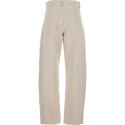 Emily Beige Five-Pocket Jeans with Belt Loops in Cotton Woman