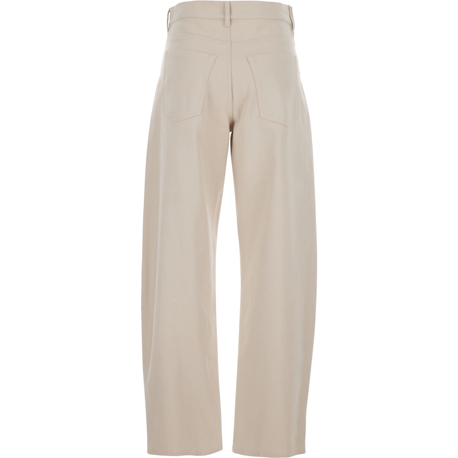 Emily Beige Five-Pocket Jeans with Belt Loops in Cotton Woman