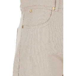 Emily Beige Five-Pocket Jeans with Belt Loops in Cotton Woman