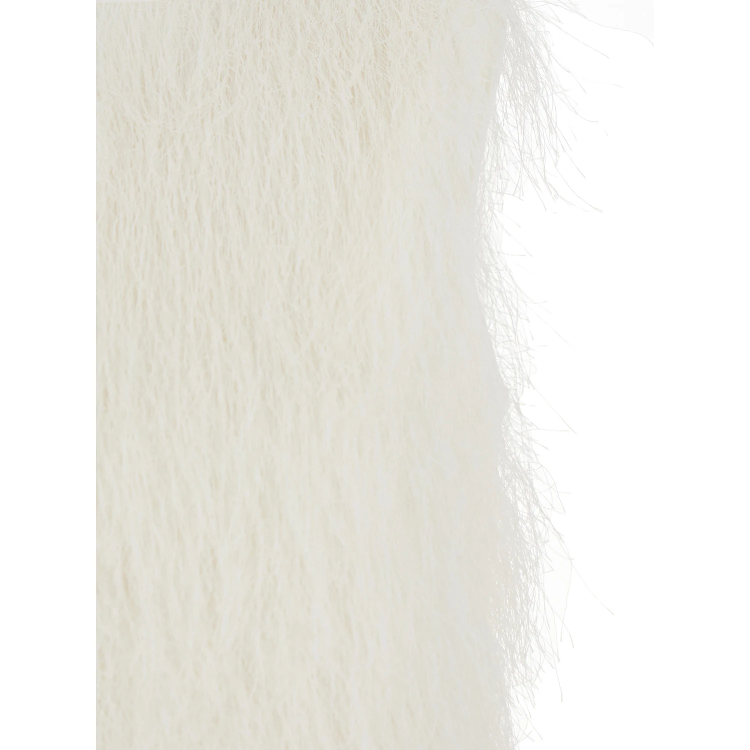 Yasmin White Crew Neck Top with All-Over Fringe Design in Tech Fabric Woman