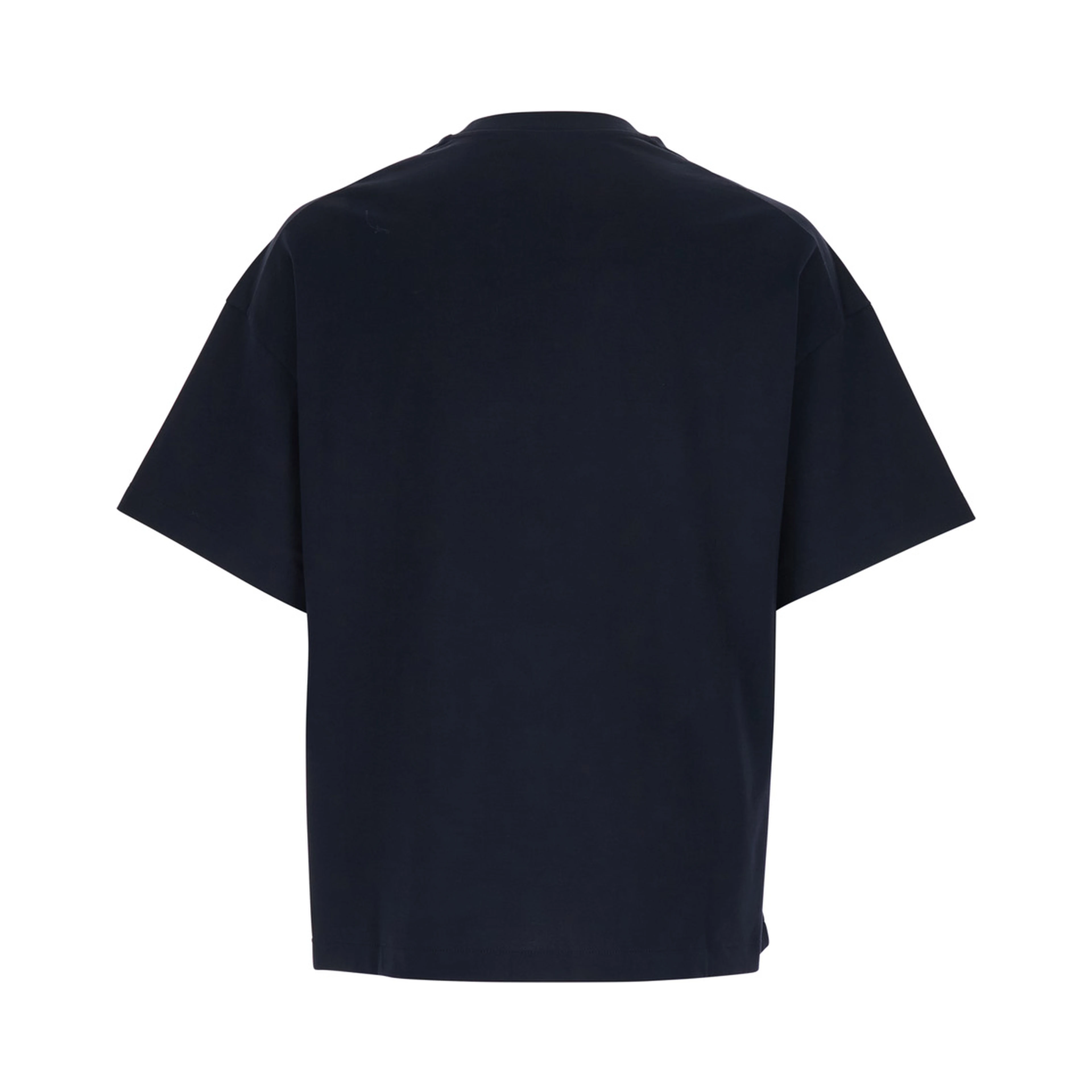 Blue Crewneck T-Shirt with Logo Lettering on the Front in Cotton Man