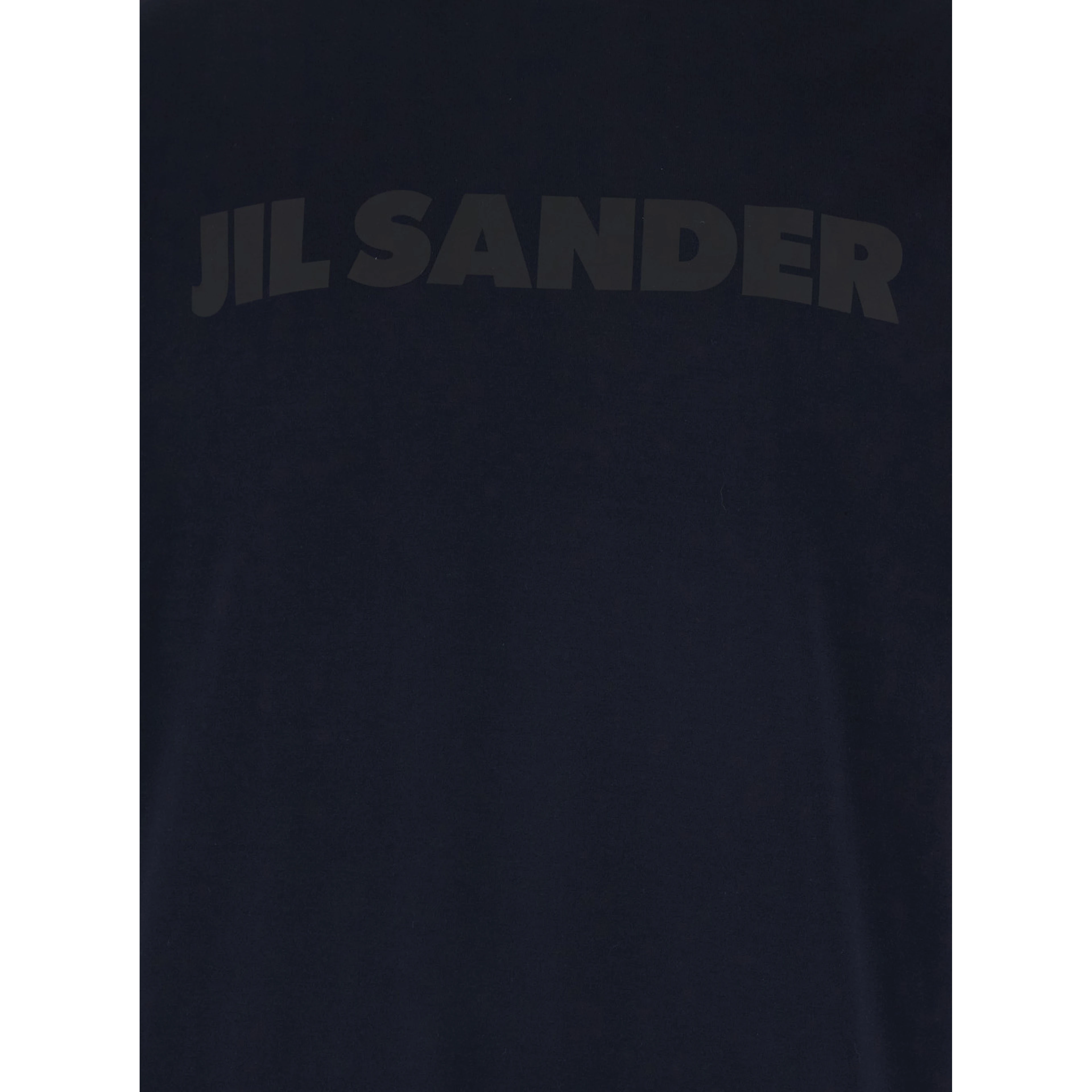 Blue Crewneck T-Shirt with Logo Lettering on the Front in Cotton Man