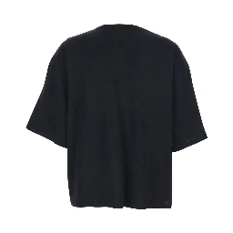 Black Crew Neck T-Shirt with Dropped Shoulder and Boxy Design in Cotton Woman