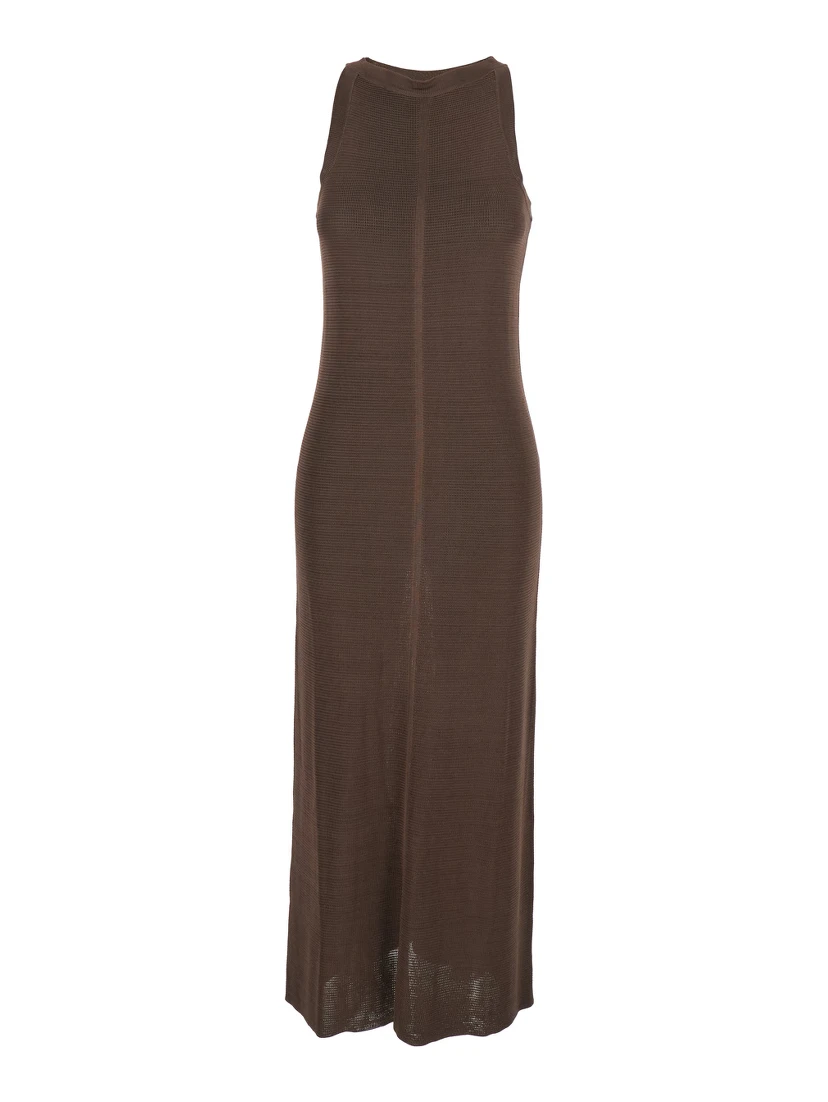 Pablo Brown Long Dress with Sheath Design in Viscose Woman
