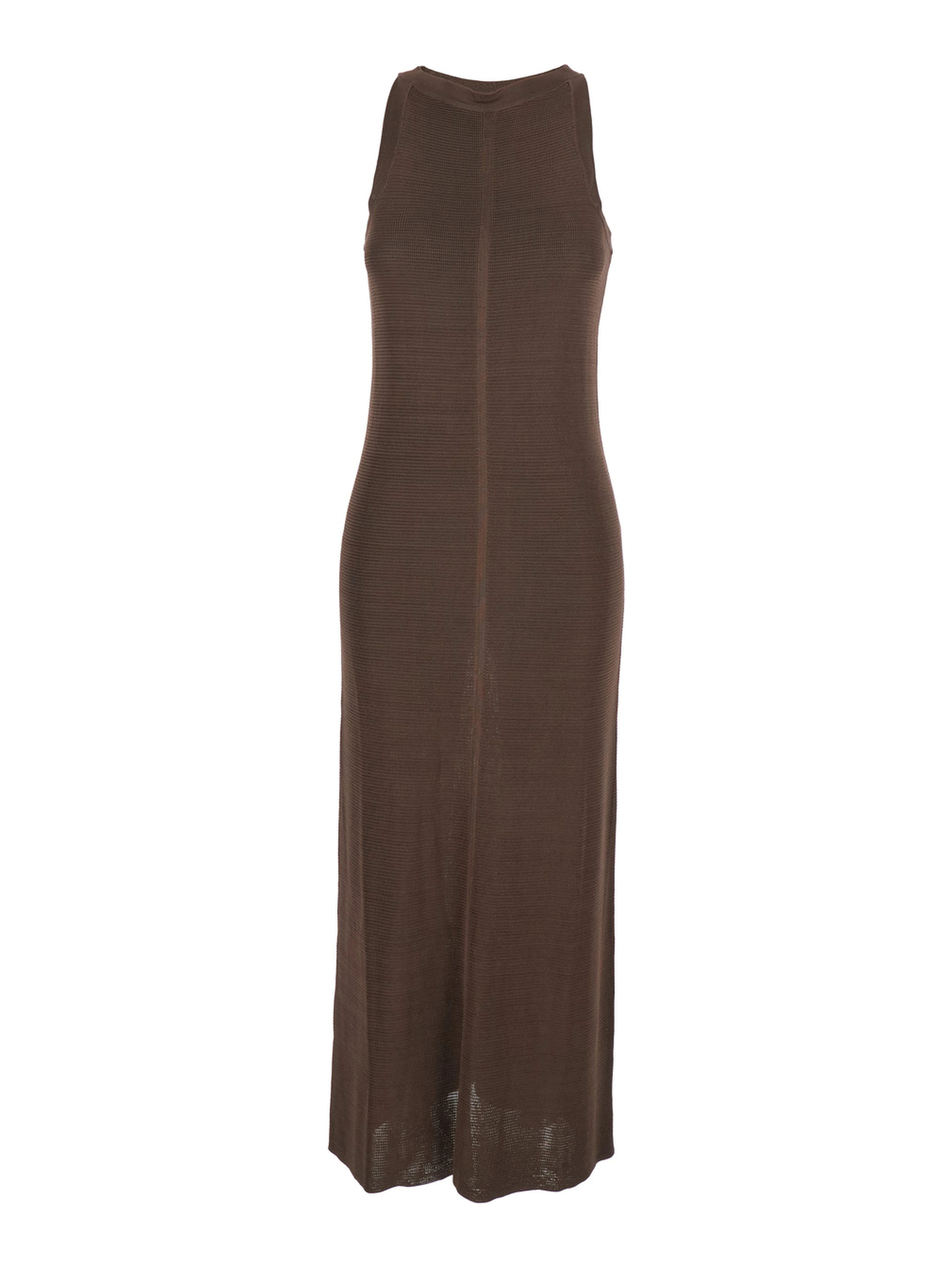 Pablo Brown Long Dress with Sheath Design in Viscose Woman