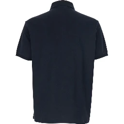 Blue Polo Shirt with Classic Collar and Logo Embroidery on the Front in Cotton Man