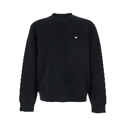 Black Crewneck Sweatshirt with Logo Embroidery on the Front in Cotton Blend Man