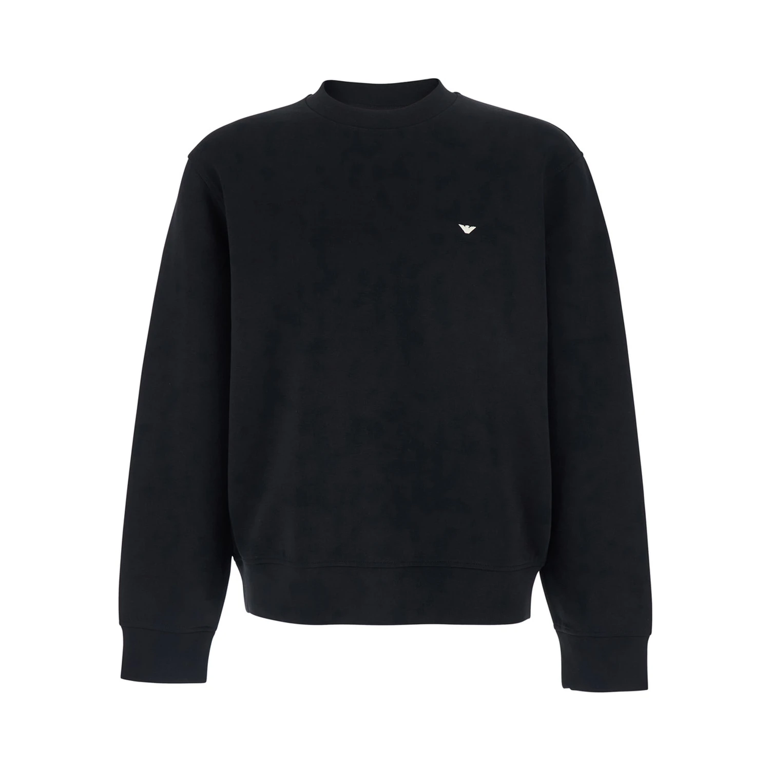 Black Crewneck Sweatshirt with Logo Embroidery on the Front in Cotton Blend Man