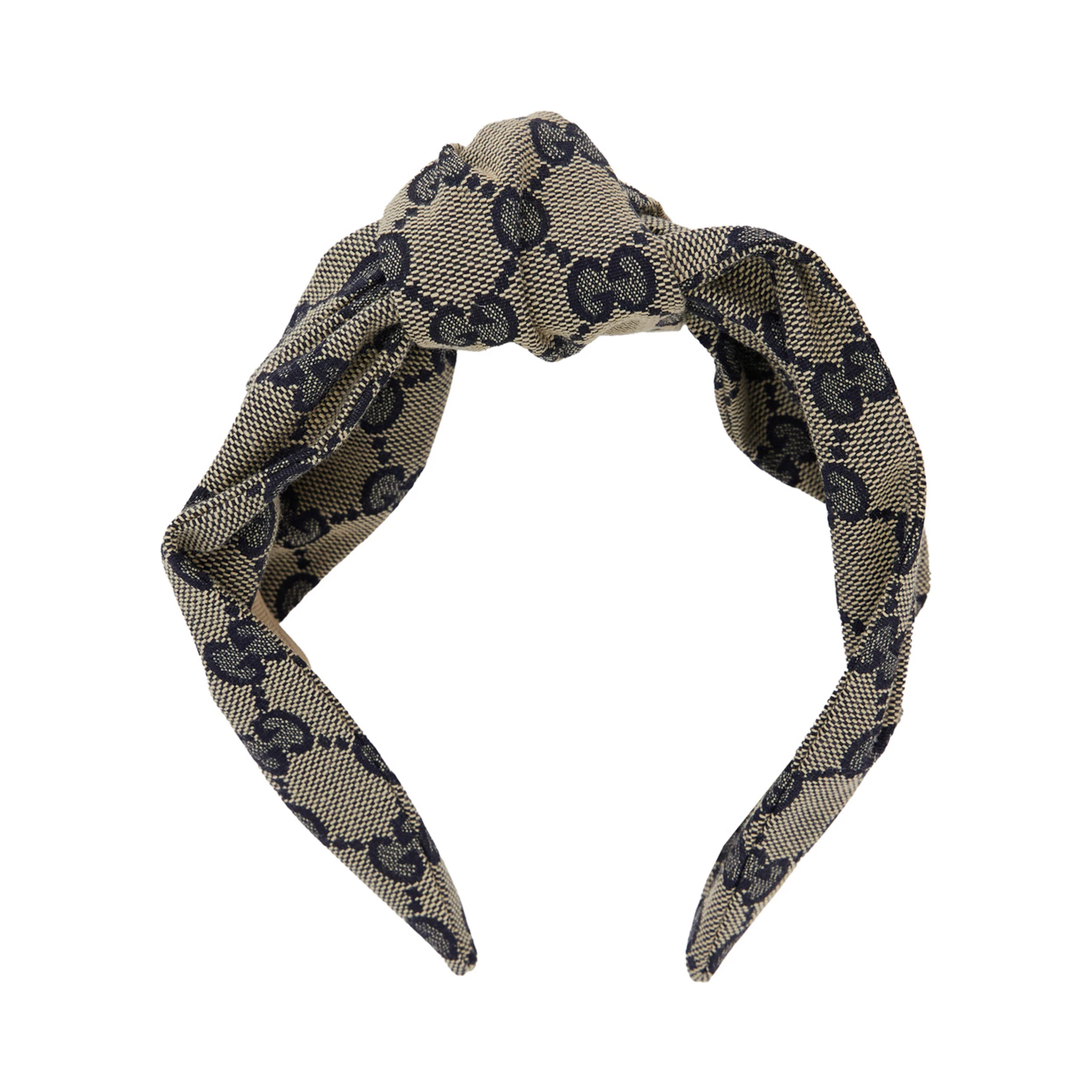 Beige and Blue Headband with Knot Detail in GG Supreme Canvas Girl