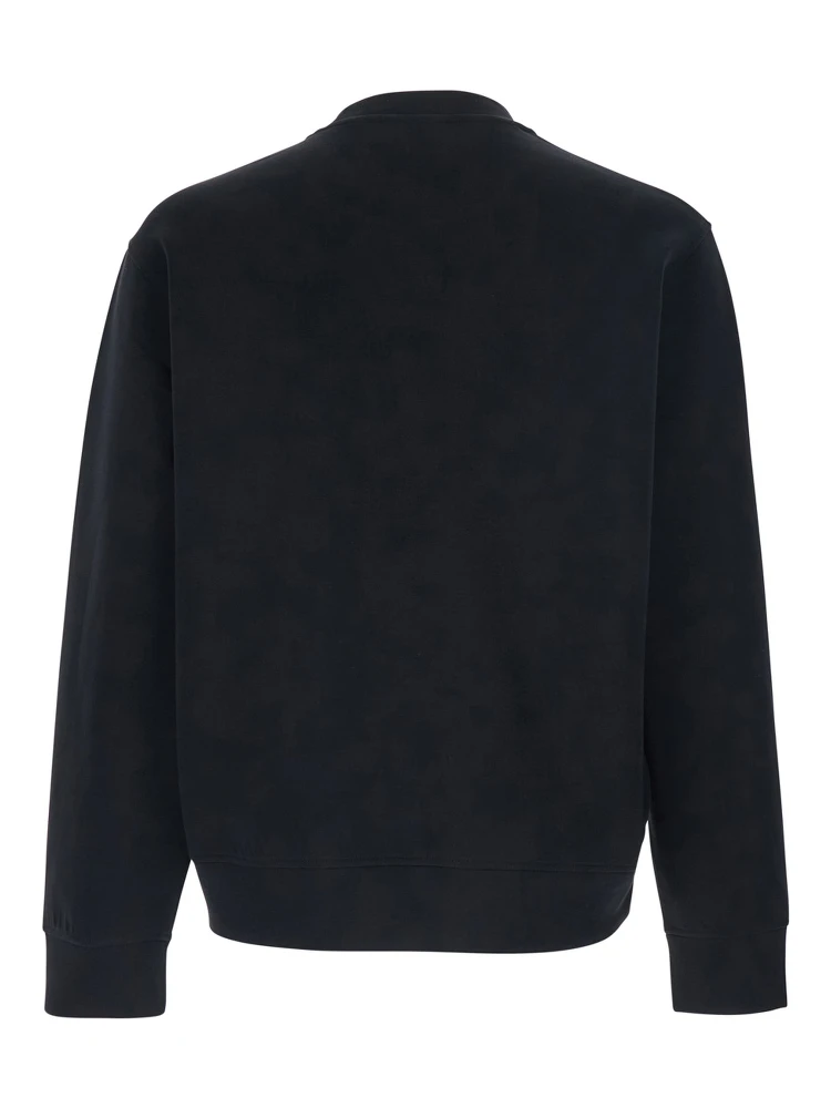 Black Crewneck Sweatshirt with Logo Embroidery on the Front in Cotton Blend Man alternative