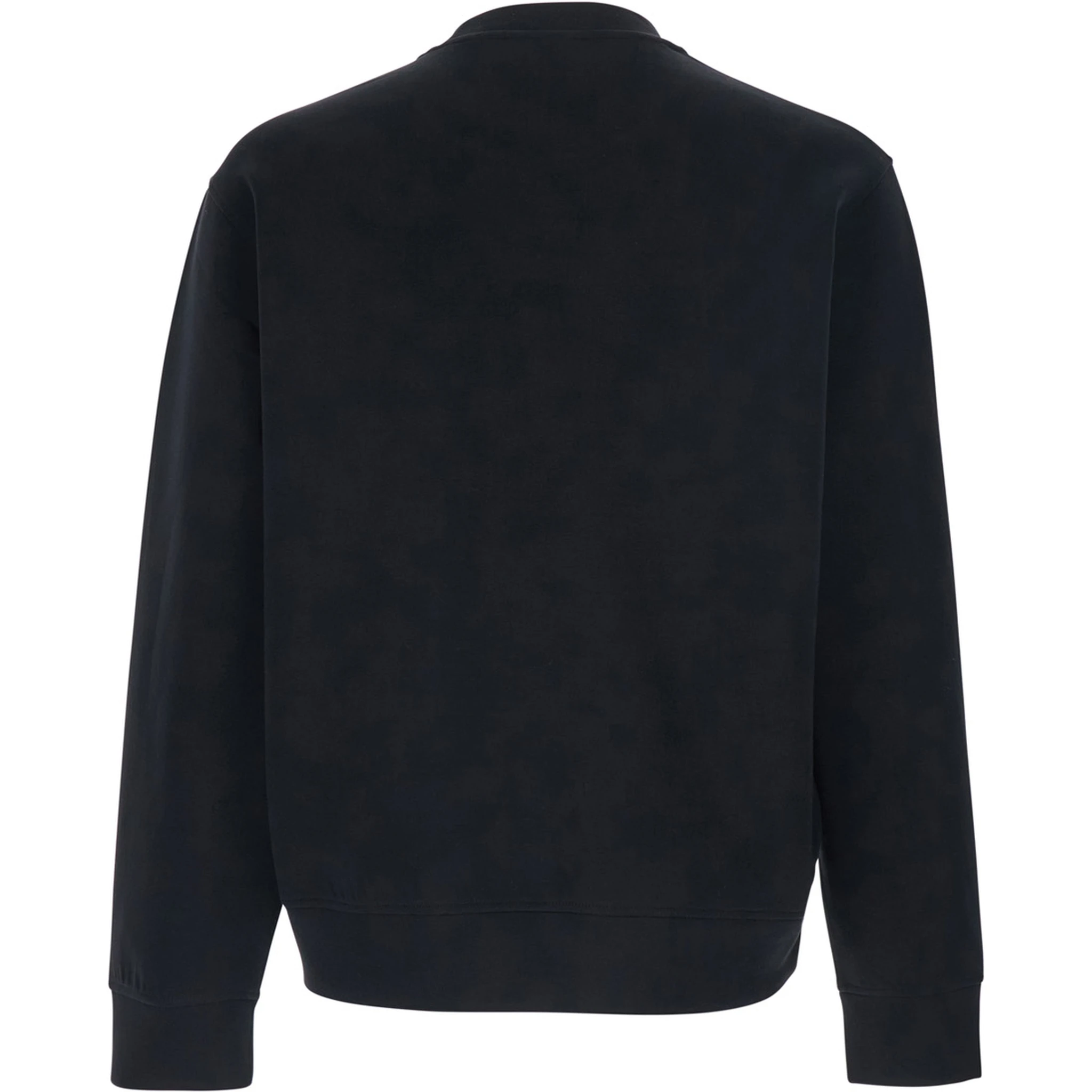 Black Crewneck Sweatshirt with Logo Embroidery on the Front in Cotton Blend Man
