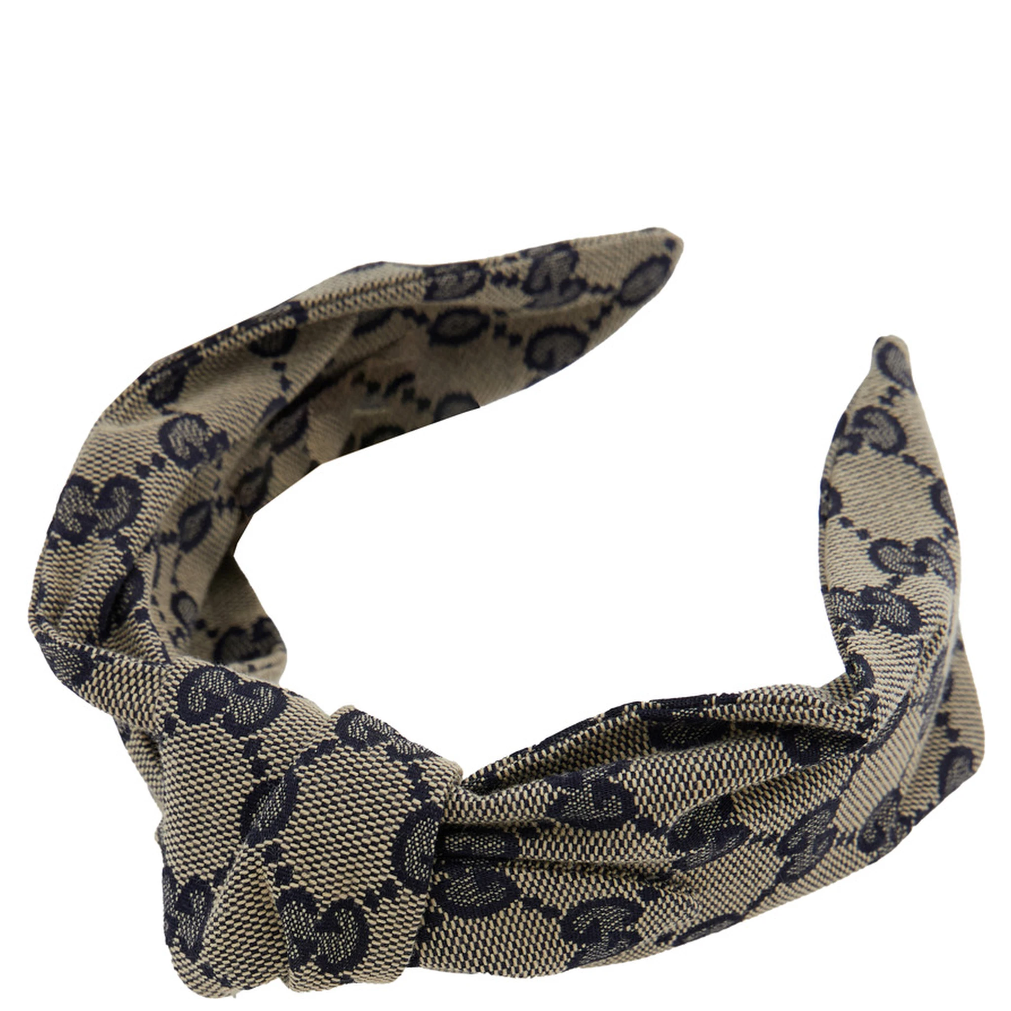 Beige and Blue Headband with Knot Detail in GG Supreme Canvas Girl