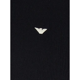Black Crewneck Sweatshirt with Logo Embroidery on the Front in Cotton Blend Man