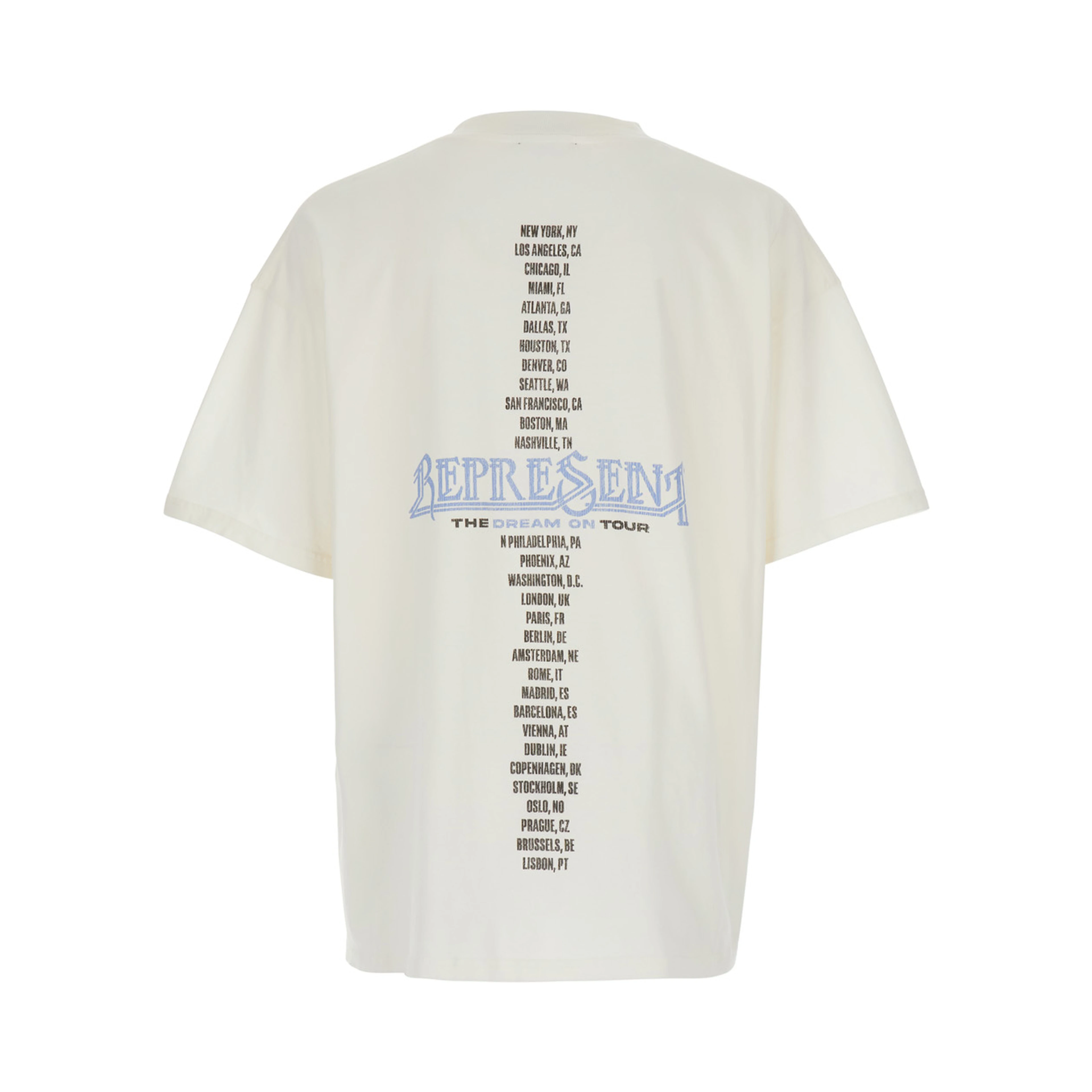 White Crew Neck T-Shirt with Graphic Print on Front and Back in Cotton Man