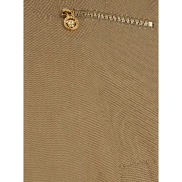 Beige Jacket with Leather Collar and Metallic Medusa Head Detail in Cotton Canvas Man