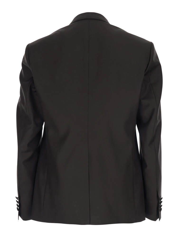 Brown Single-Breasted Jacket with Peak Revers in Wool Man alternative