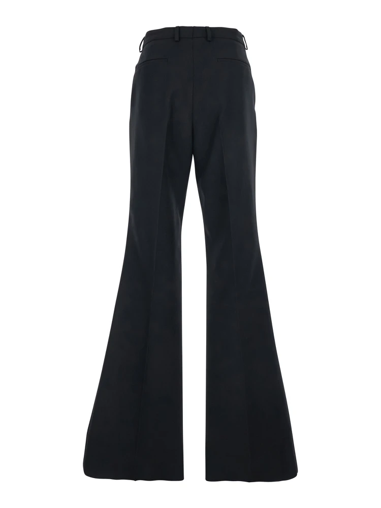 بنطال أسود واسع الساقين بكسرات أمامية وخلفية من النايلون والصوف الغبردين للرجال alternative