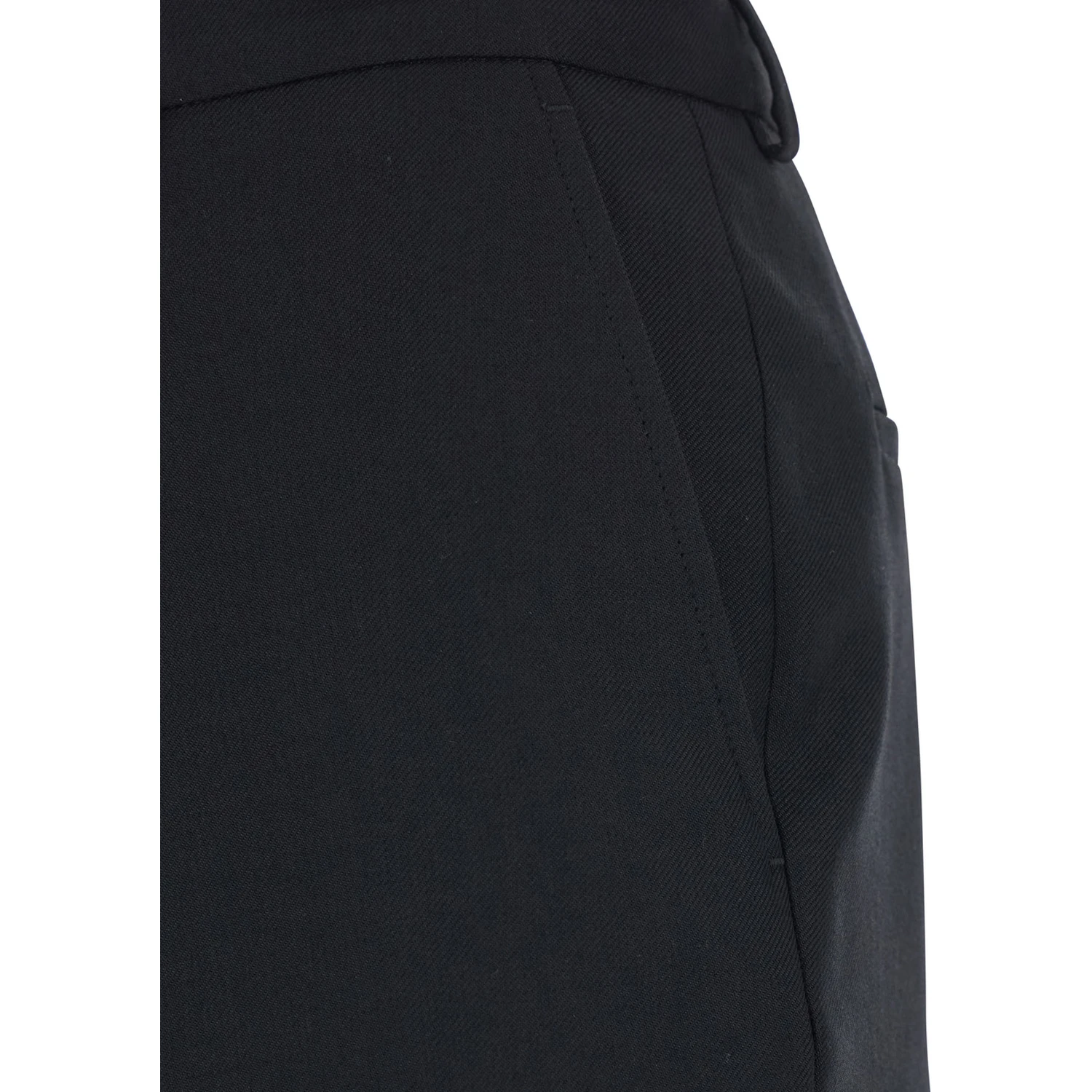 Black Flared Trousers with Pleats on Front and Back in Nylon and Wool Gabardine Man