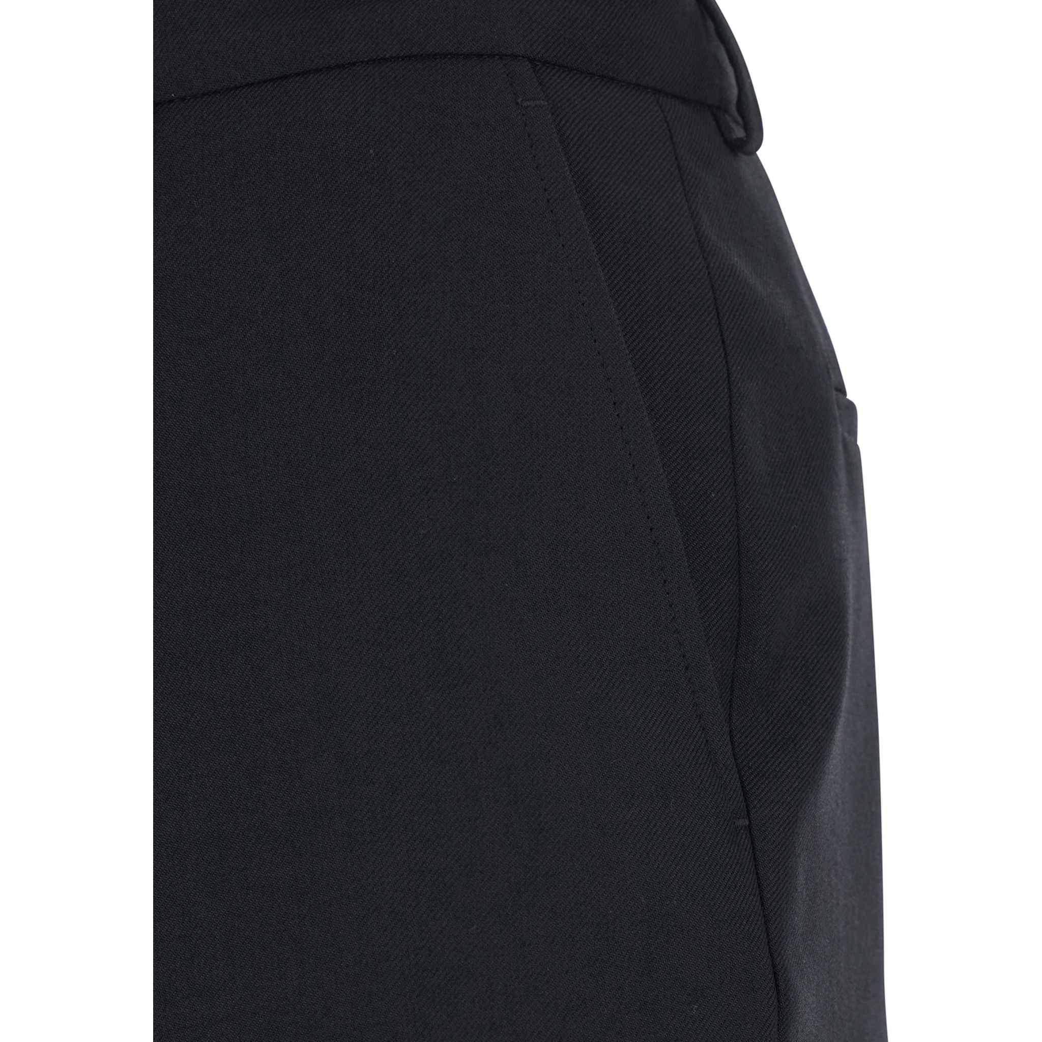 بنطال أسود واسع الساقين بكسرات أمامية وخلفية من النايلون والصوف الغبردين للرجال