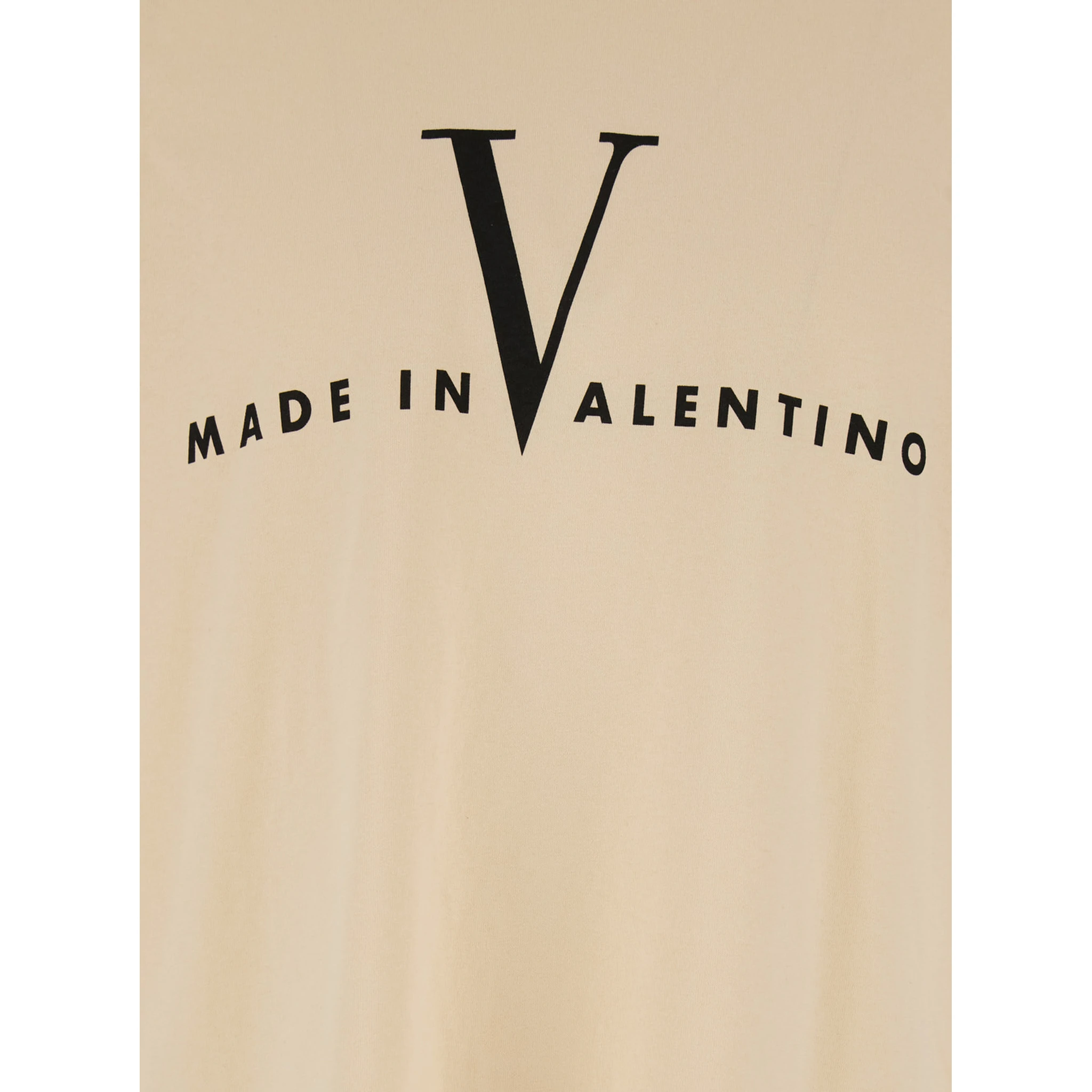 Beige Crew Neck T-Shirt with Logo Print on the Front and Dropped Shoulders in Cotton Man