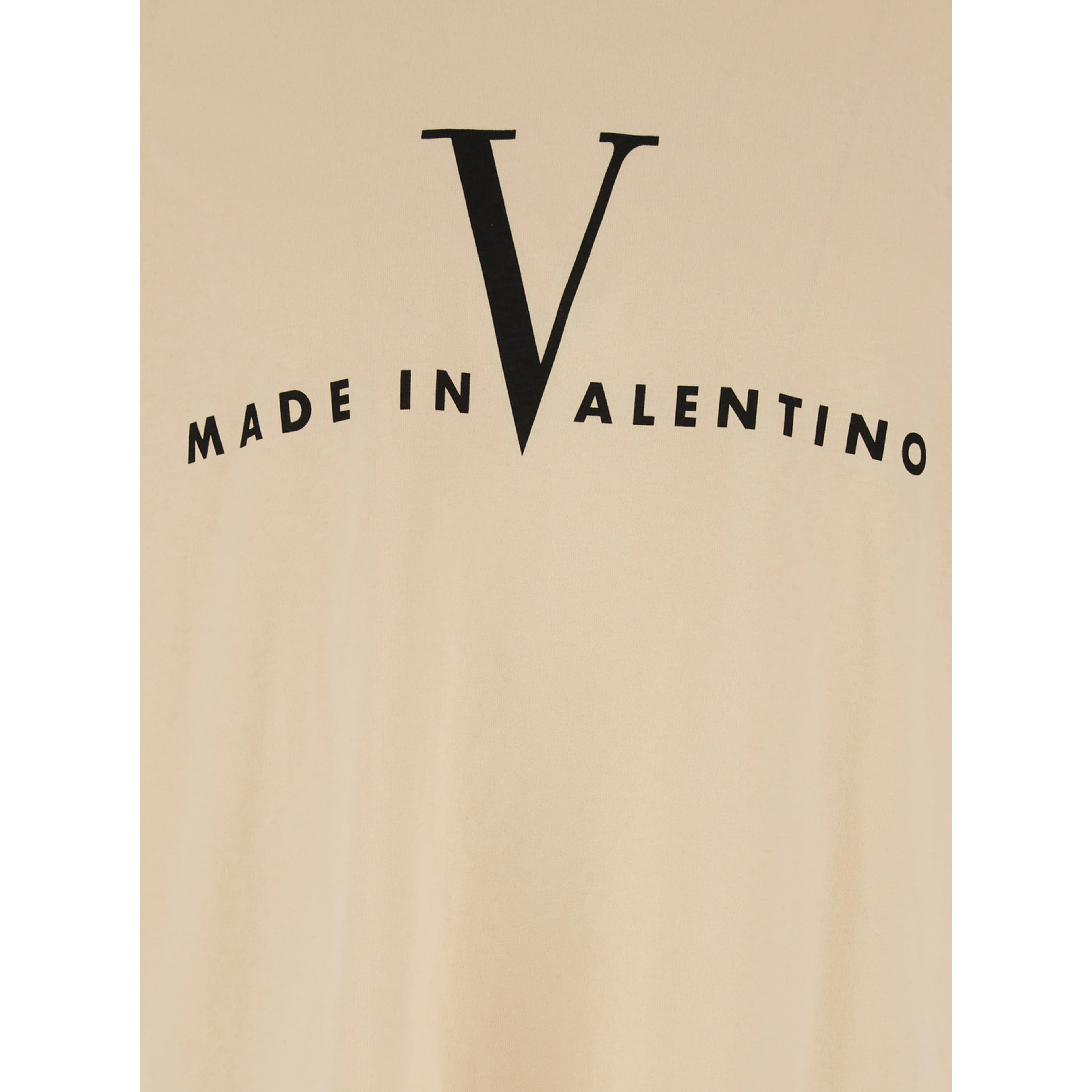 Beige Crew Neck T-Shirt with Logo Print on the Front and Dropped Shoulders in Cotton Man