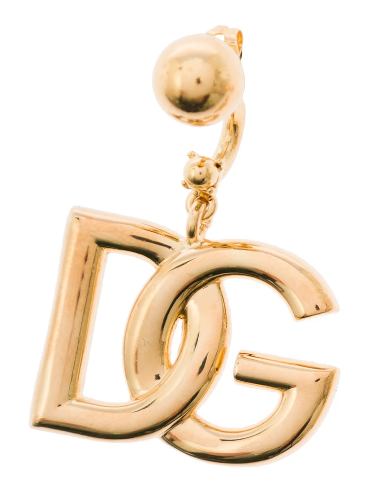 Gold-Tone Dangling Earrings with DG Logo in Brass Woman