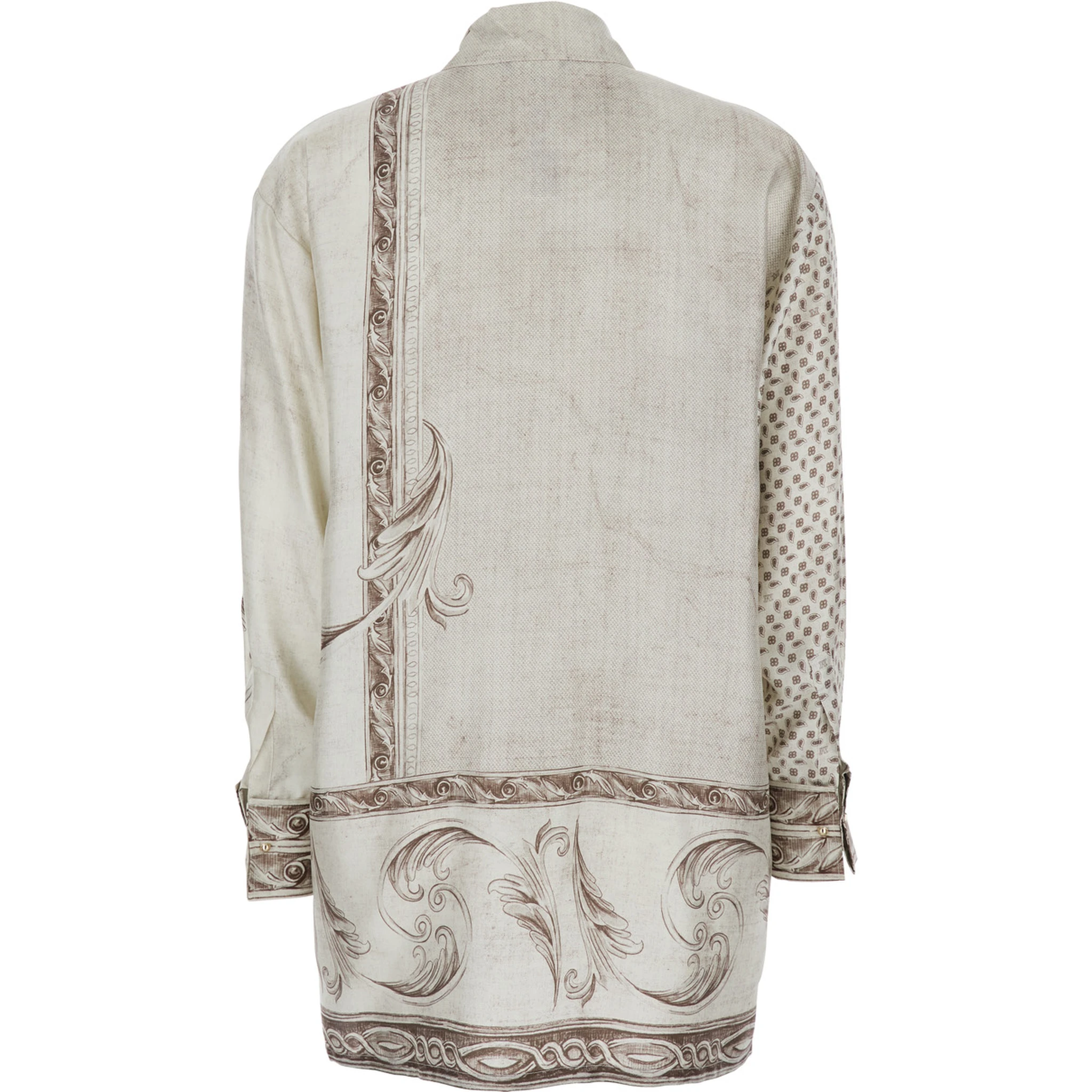 Gardo White Shirt with All-Over Geometric Print and Logo Lettering on the Front in Silk Woman