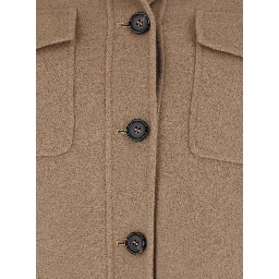 Simona Beige Jacket with Patch Pockets on the Chest in Virgin Wool Woman