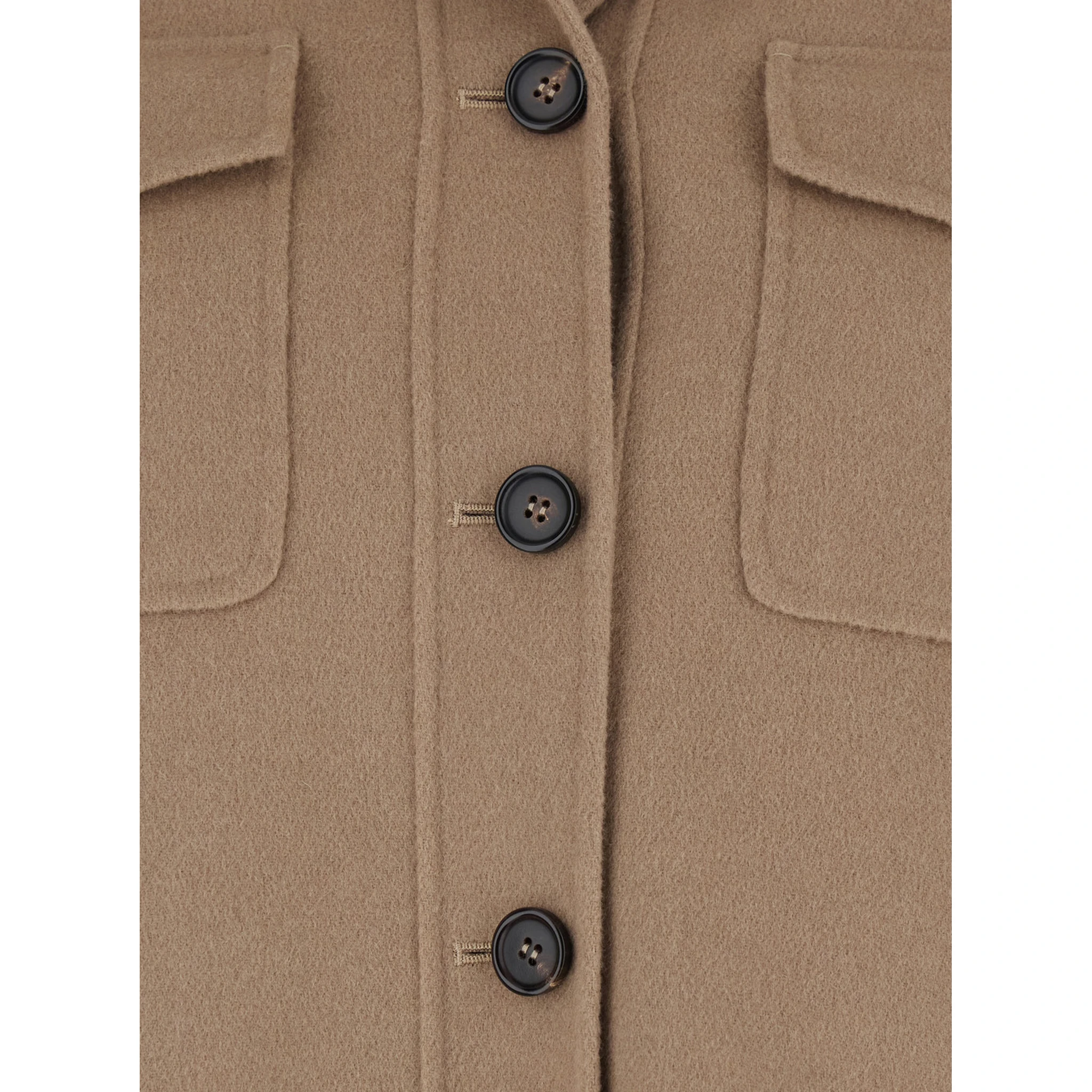 Simona Beige Jacket with Patch Pockets on the Chest in Virgin Wool Woman