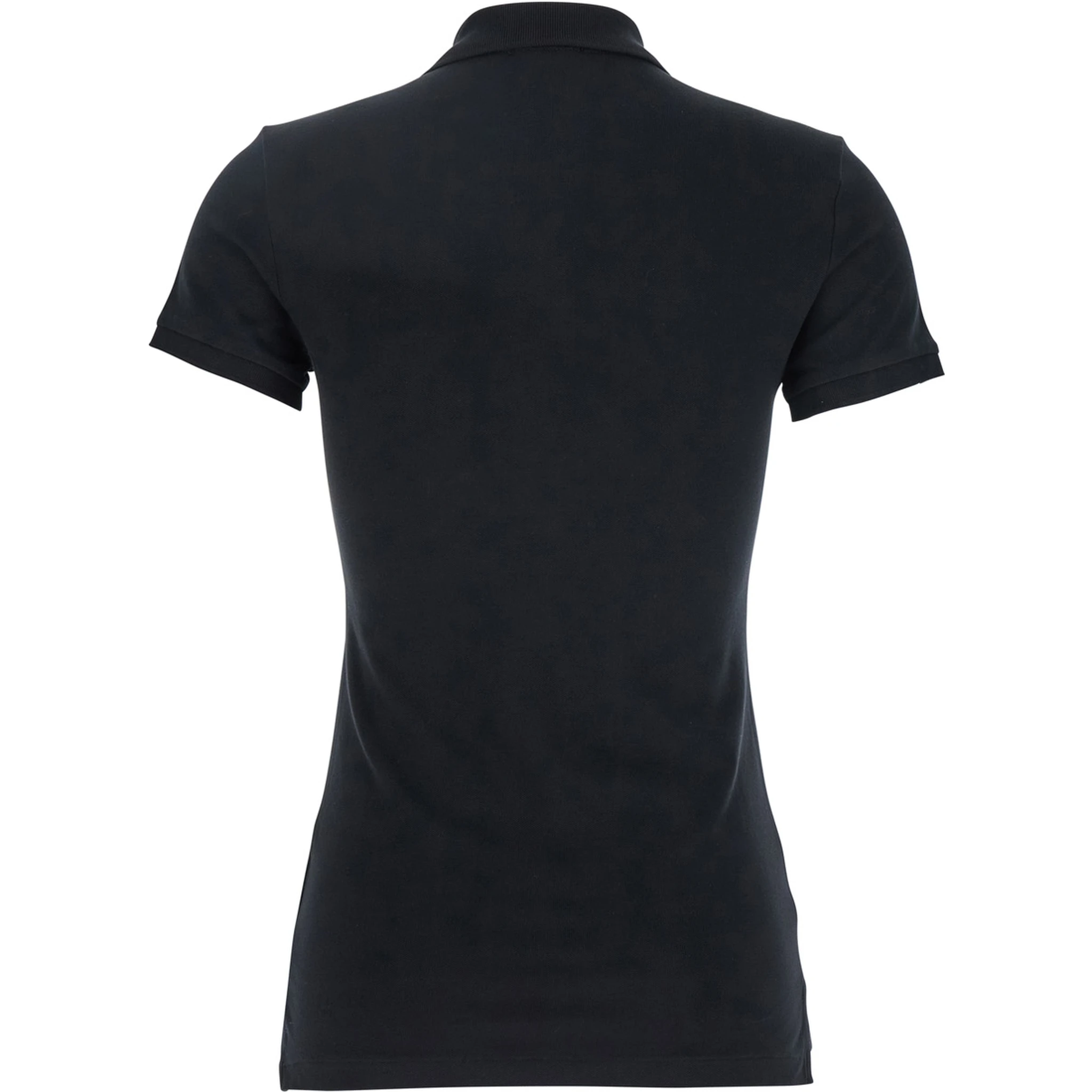 Julie Black Polo Shirt with Classic Collar and Pony Embroidery on the Front in Cotton Stretch Woman