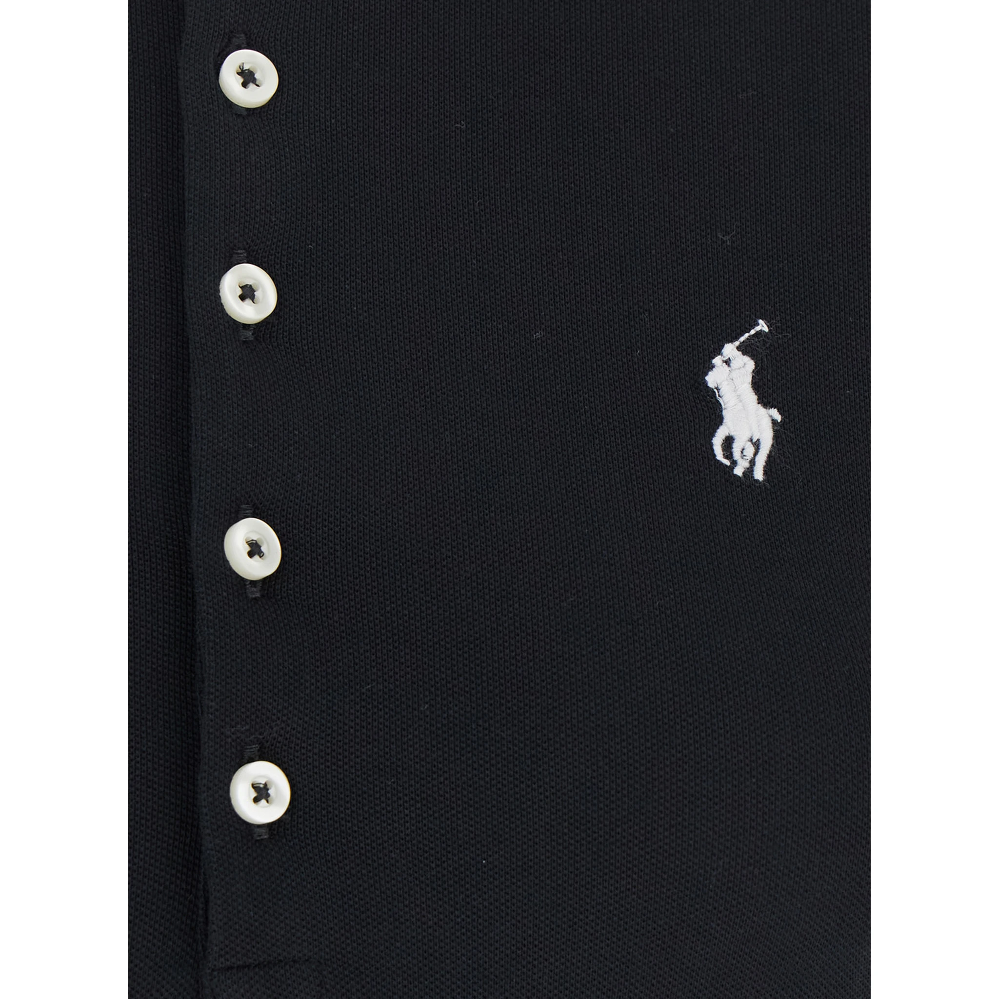 Julie Black Polo Shirt with Classic Collar and Pony Embroidery on the Front in Cotton Stretch Woman